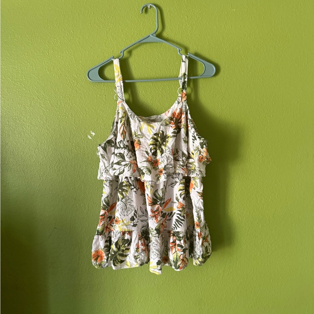 Cato Floral Print Camisole with Ruffle Detail